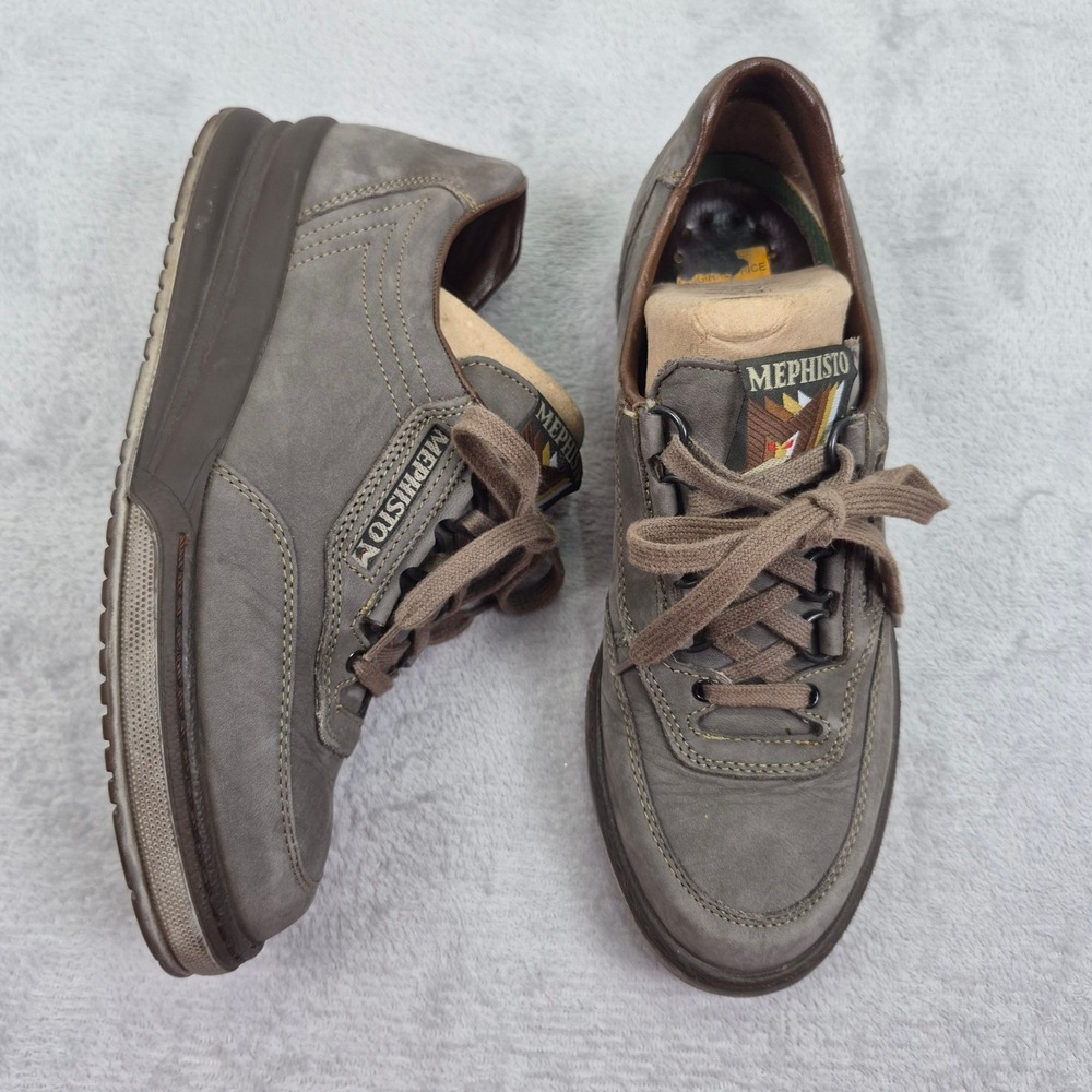 Mephisto Runoff Air-Jet System Leather Walking Shoes Womens 8 Grey Brown France